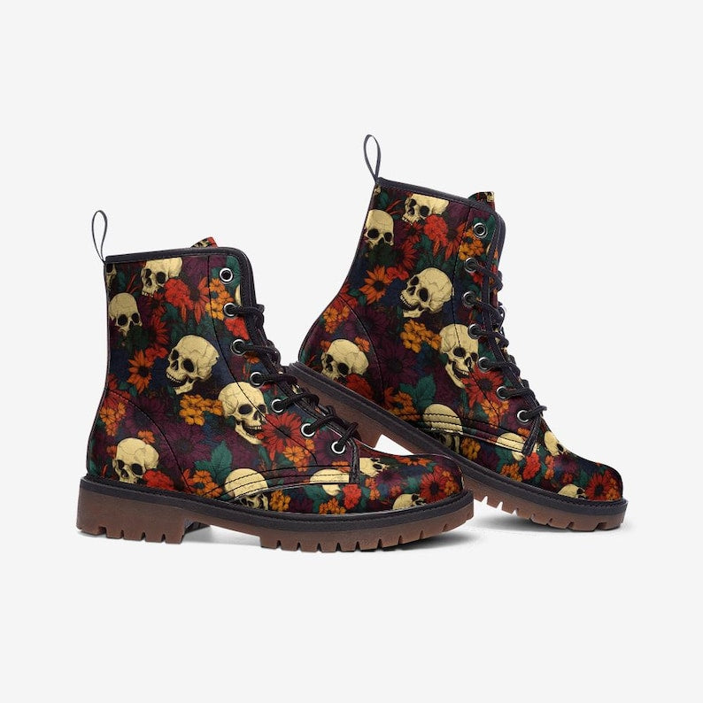 Gothic Combat Boots Vegan Boots Casual Leather Lightweight boots